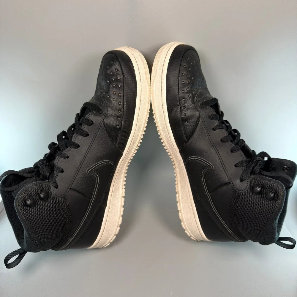 Nike Court Vision Mid Winter Mens 10.5 10 1/2 Sneaker Black White Leather Shoes